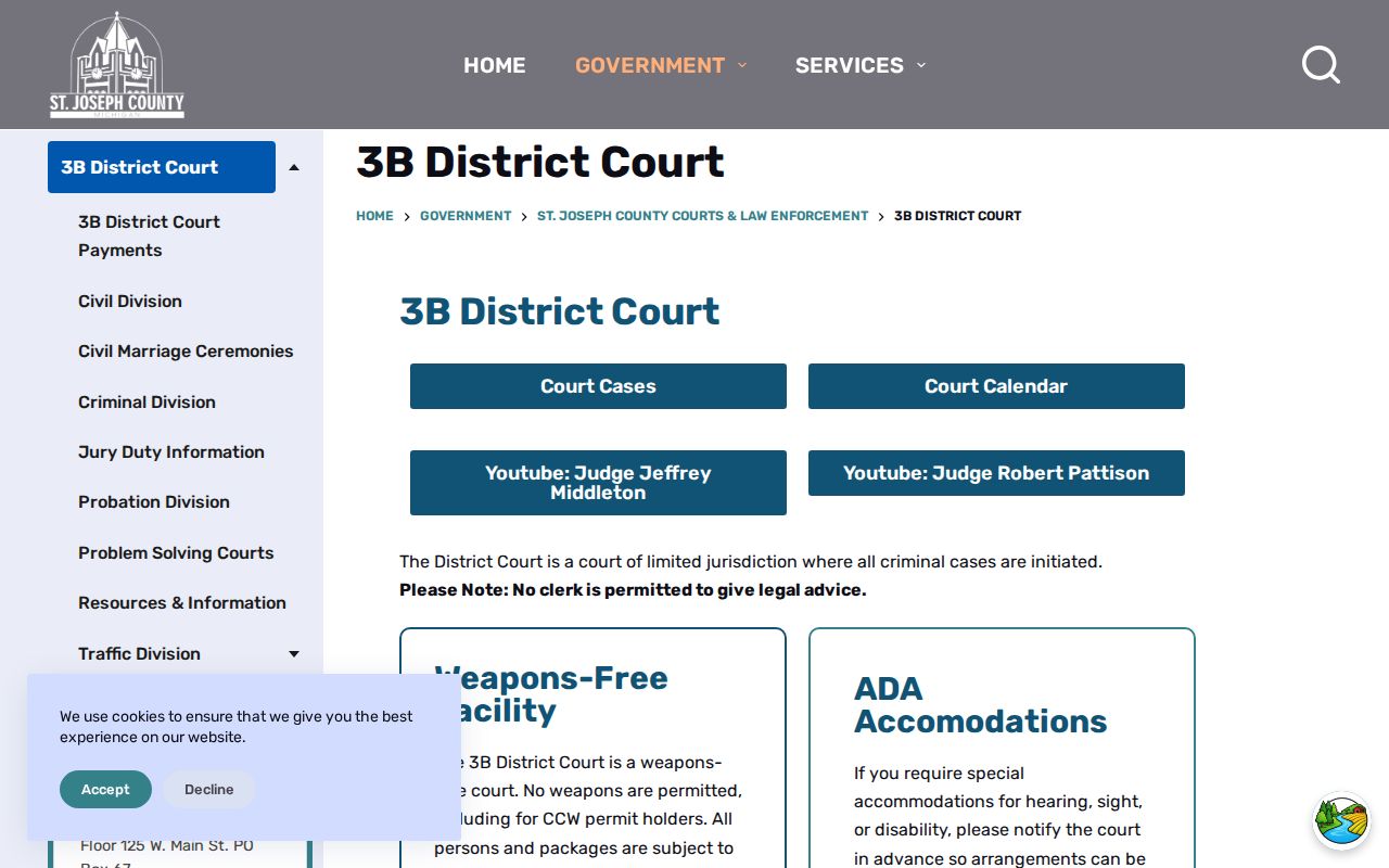 St. Joseph County 3B District Court bench-warrant record information