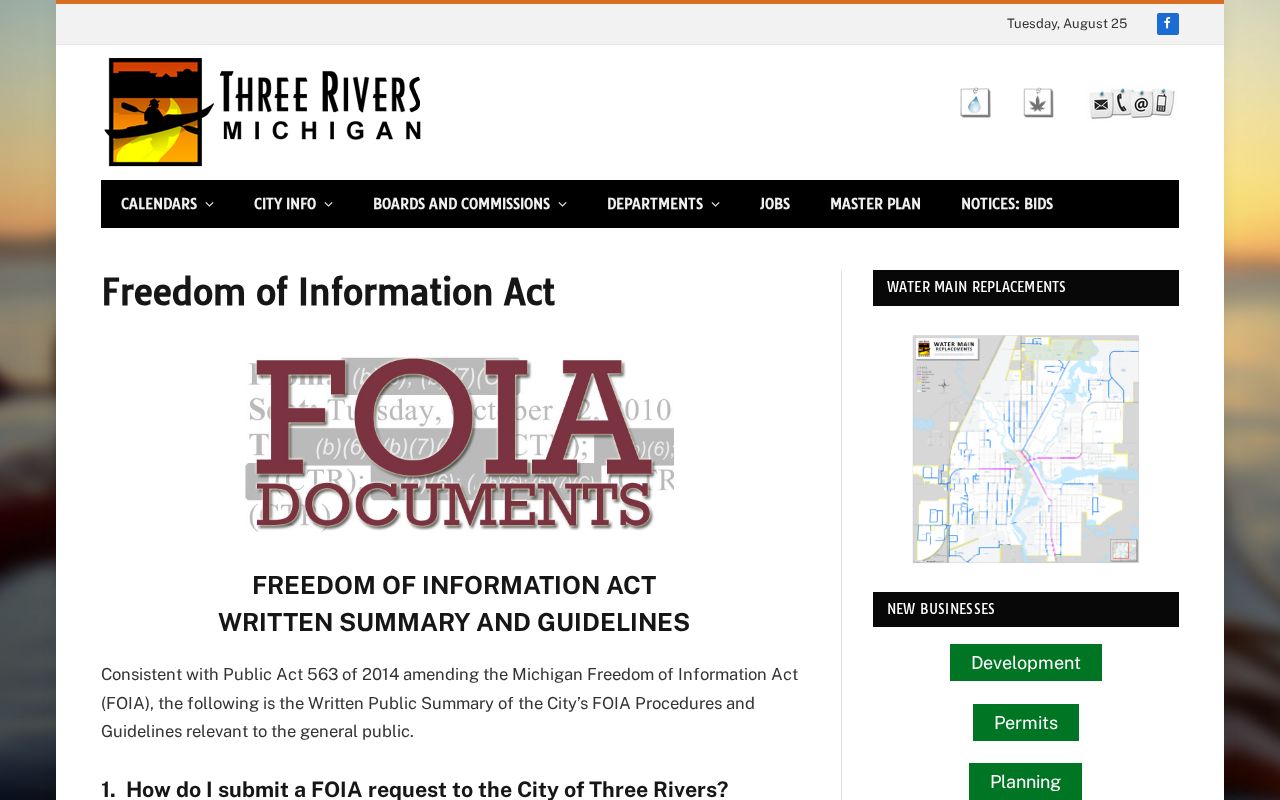 Three Rivers police record request and FOIA information